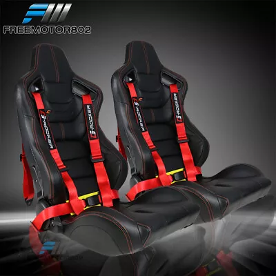 Adjustable Universal Racing Seat  + Dual Slider + Red Belt X2 PU Carbon Leather • $400.99