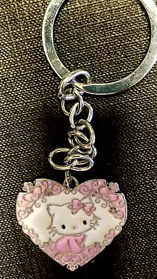 $8.79 • Buy Hello Kitty Pink Large Dettailed Heart Key Ring Key Chain