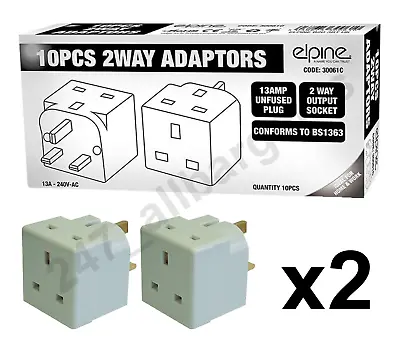 2 Way 3 Pin Uk Multi Plug Adaptor Converter 13 Amp Double Socket Household • £6.99