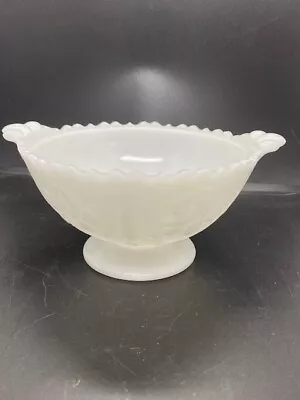 Vintage Antique Milk Glass White Footed Bowl Iris Embossed • $5