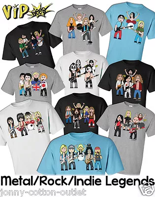 VIPwees Mens T-Shirt ORGANIC Cotton Rock Metal Inspired Caricature Choose Design • £13.99