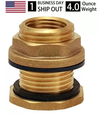 RAINPAL BBF020 Brass Bulkhead Fitting(Female 1/2  Pipe Male 3/4  NH Garden Hose) • $8.95