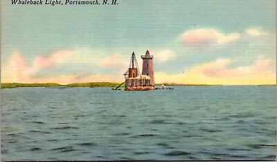 Postcard Portsmouth New Hampshire Whaleback Light Vintage Linen 1930 - 1945 UNP • £5.22