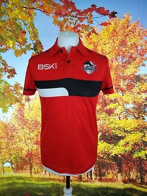 London Broncos Rugby League Club Red BSK Player Polo Shirt. UK Men's Size Small • £22