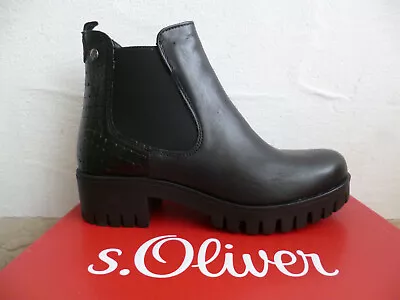 S.Oliver Ladies Ankle Boots Winter Boots Black Leather New • $69.43