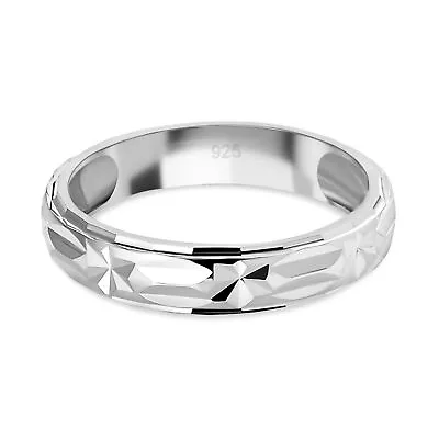 TJC 925 Sterling Silver Band Ring For Women Stackable Ring Size K-U • £12.99