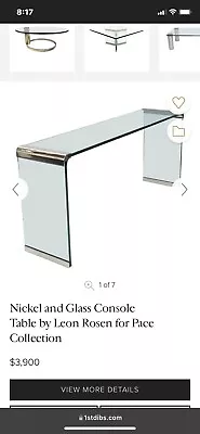 Leon Rosen For Pace Glass And Chrome Waterfall Style Side End Table • $2995