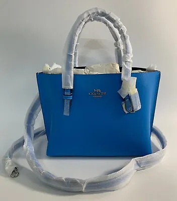 Coach C4084 Mollie Pebbled Leather Tote 25 Bag Electric Blue NWT • $139.99