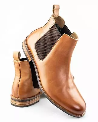 Mens Leather Smart Casual Chelsea Dealer Slip On Walking Ankle Boots Shoes Size • £44.95