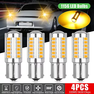 4x 1156 BA15S 33SMD LED Interior Light Bulb Tail Brake Reverse Turn Signal Amber • $9.48