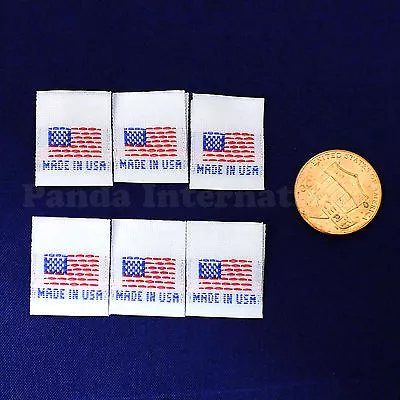 1000 Pcs WOVEN SEWING LABELS FLAG  MADE IN USA  In White Fast Shipping From USA • $21.95