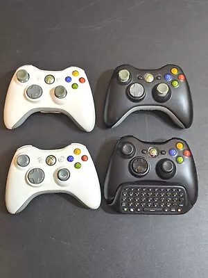 Microsoft Xbox 360 Wireless Controllers Black & White Lot Of 4 Tested + Chatpad • $28