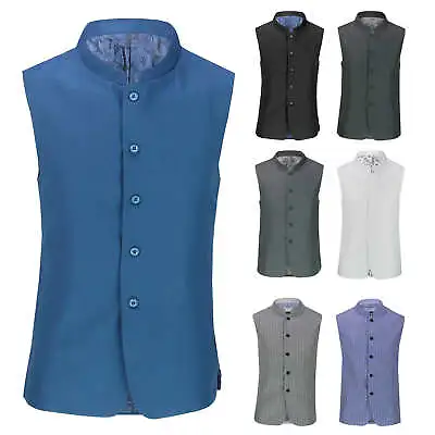 Mens Vintage Chinese Grandad Collar Waistcoat Retro Indian Nehru Beatle Style • $37.88