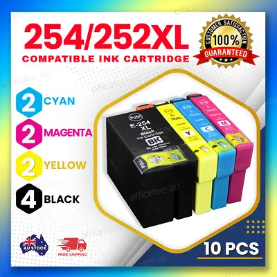 10x Compatible Ink 254XL + 252XL For Epson Workforce WF3620 WF3640 WF7610 WF7620 • $23.80