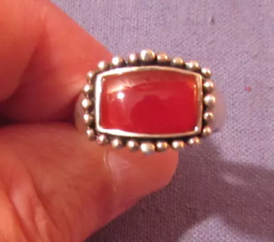 $24 • Buy Vintage Sterling Silver & Carnelian Ring Size Nine