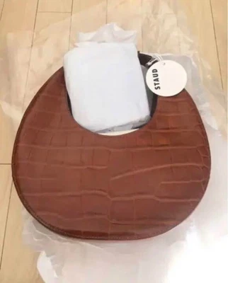 $218.96 • Buy Staud Moon Croc-embossed Cowhide Bag Brown UNUSED/NEW Cute Shipping From Japan !