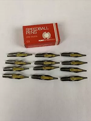 Vintage HUNT SPEEDBALL PENS C-3 Straight/Classic Calligraphy Pen Nibs (12) • $14.99