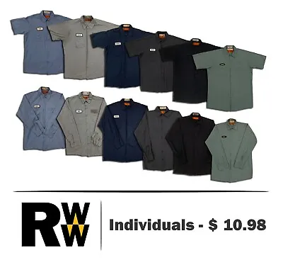 Red Kap Work Shirts 2 Pocket Solid Color Short & Long Sleeve Uniform #CC • $10.98