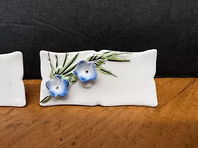 Vintage Set Of 4 Blue Flower Floral 3D Place Card Holders Wedding Decor • $14