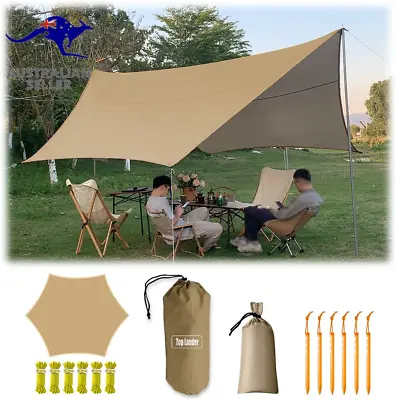 4.5X4.5M Large Camping Tarp Tent Ultralight Waterproof Hammock Rain Fly • $101.99