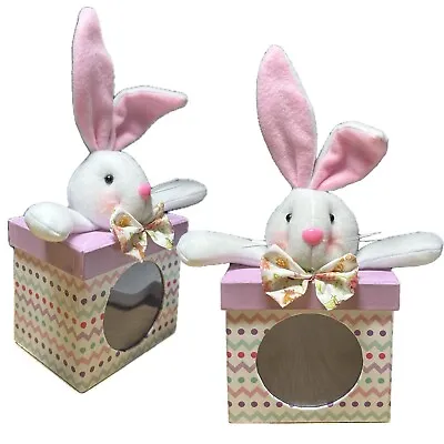 EASTER EGG TREAT BOXES Egg Hunt Box Plush Bunny Goodies Sweet GIFT BOX 2 PACK • £9.99
