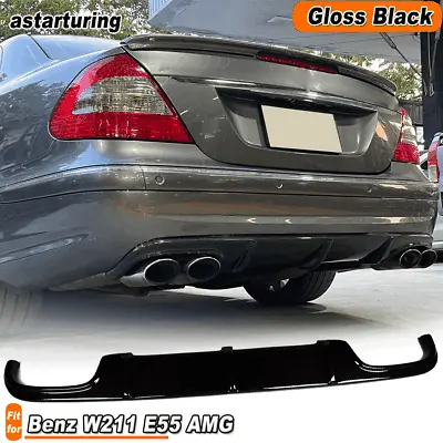 For Benz E-class W211 E55 AMG Sedan 2003-06 Gloss Black Rear Bumper Diffuser Lip • $225.25