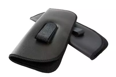 Half Clip Soft Eyeglass Case Syn.Leather Belt/Pocket Attach Choose Black / Brown • £10.12