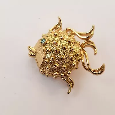 Vintage Brooch Blow Fish With Bubbles Retro Collectible Costume Jewelry Pin • $15