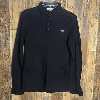Burberry London Long Sleeve Polo Shirt Men Adult Small Chest 18” Black • $99.99