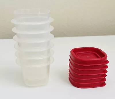 Lot 6 RUBBERMAID Square Red Lid Food Storage Mini Containers #5328 • $9.99