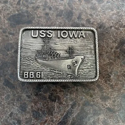 Vtg 1984 USS IOWA BB 61 Spec-Cast Belt Buckle US History WWII • $20