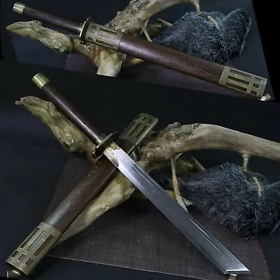 Handmade Damascus Folded Steel Chinese Saber Sword Battle Ready Knife Cut Sharp  • $228.99