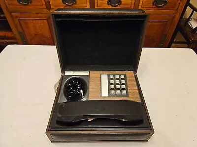 VTG DECO-TEL Push Button Telephone Wood/Faux Leather Box Executive Desk Phone • $55