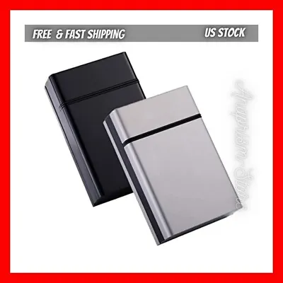 2 Pack Metal Cigarette Case Magnetic Brushed Aluminum 20 Capacity 85Mm King Size • $10.55