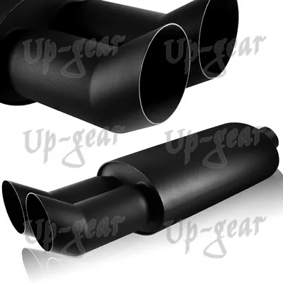 Universal 3  DTM Style Dual Tip Black T-304 Weld-on Exhaust Muffler 2.5  Inlet • $53.50