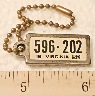 1952 Virginia Mini Tag License 596 - 202 - Disabled Am. Veterans • $4.99