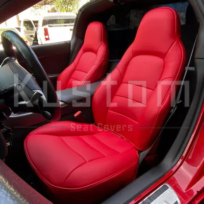 Chevrolet Corvette C6 Premium Custom All Red Leather Interior Seat Covers • $419.99