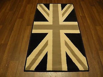 Novelty Aprox 4x2 60cmx110cm Union Jack Mat/Rugs Woven Backed Black/Grey/Cream • £12.99