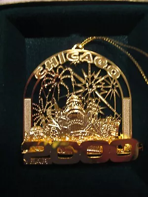 Vtg Marshall Field's Chicago Collage 2000 24k Gold Over Brass Christmas Ornament • $25