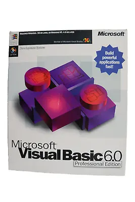 Microsoft Visual Basic Professional 6.0 PRO 6 SP2 Windows 98 7 8 10 11 203-00768 • $179.99