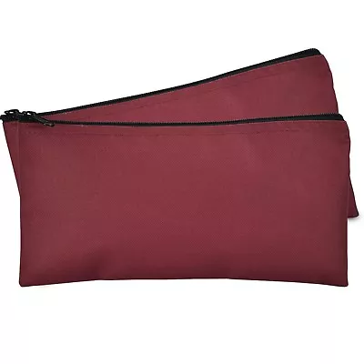 Deposit Bag Bank Pouch Zippered Safe Money Bag Organizer In Maroon Red 2 PACK • $7.95