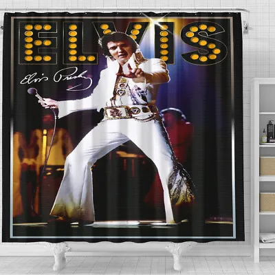 Elvis Presley King Of Rock And Roll Music Art Ver2 Shower Curtain Sets • $24.99