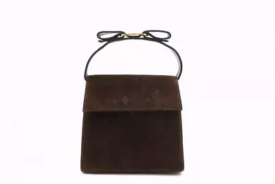 Salvatore Ferragamo Vintage Vara Ribbon Mini Hand Bag Suede Leather Brown 8032h • $190