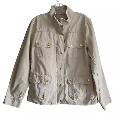 J. CREW Downtown Field Jacket Natural Cream Waxed Cotton 19034 Women's Large • $59