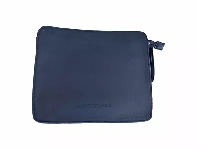 New Moroccanoil Bonded Leather Large Navy Cosmetic Makeup Travel Bag With Zipper • $15.50