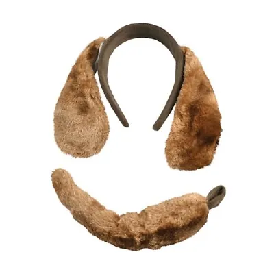 Brown Dog Set (Ears & Tail) Set Fancy Dress Costume Kids Adults Good Boy Animal • £6.99