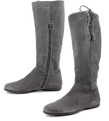 Nara Shoes Kiss Womens  35 Gray Leather Suede Fashion Knee-High Boots 5 $435.95 • $199.88