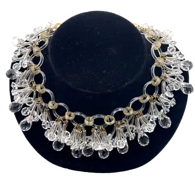 Antique Very Rare Miriam Haskell Glass Crystal Teardrop Dangles Necklace Choker • $999.99