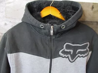 Fox Racing Sasquatch Hoodie Mens Medium Gray Full Zip Faux Fur Lined Heavyweight • $74.50