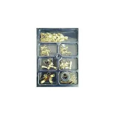 Picture Hanging Kit Mirror Photo Frame Hooks Brass Nail Wire Set Wall Art • £6.26
